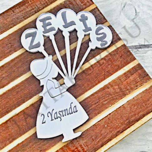 Pleksi ayna lazer kesim balonlu kız çocuk modelimiz